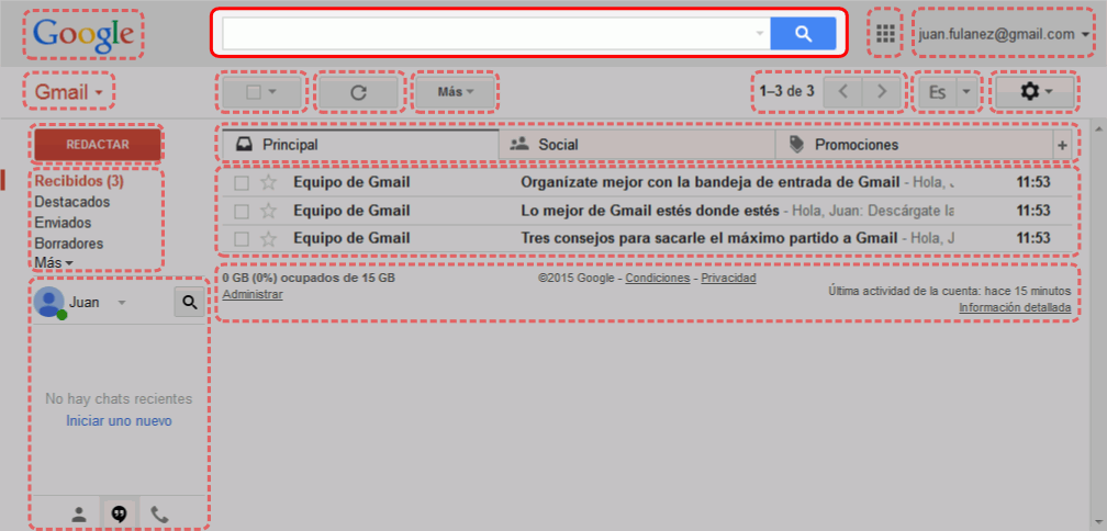 Gmail. Interfaz de usuario