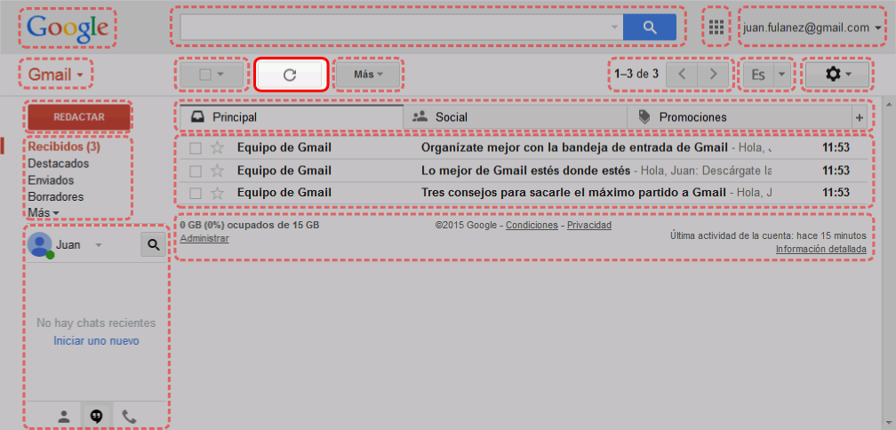 Gmail. Interfaz de usuario