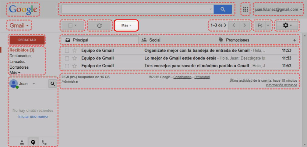 Gmail. Interfaz de usuario