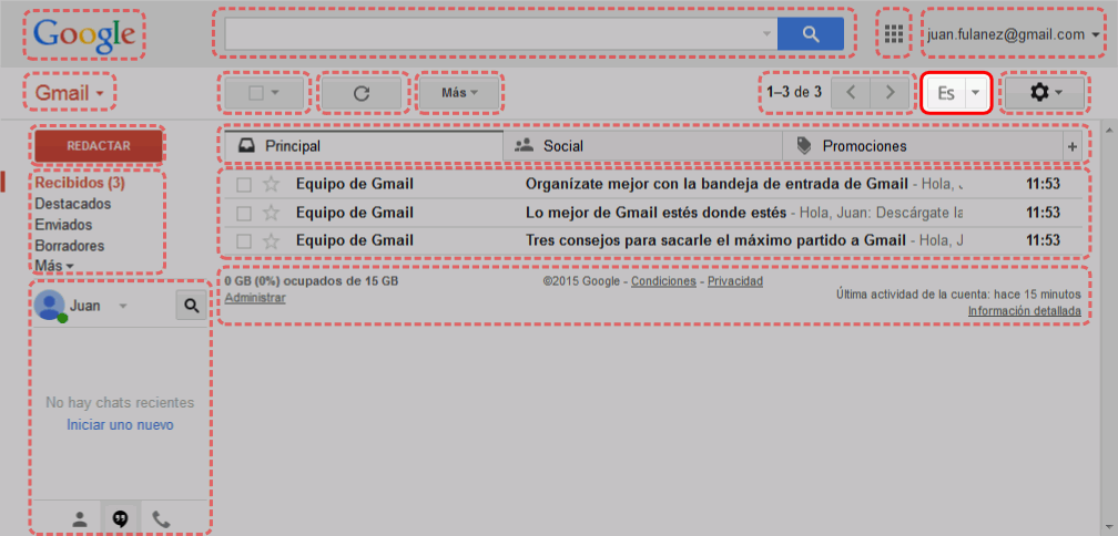 Gmail. Interfaz de usuario