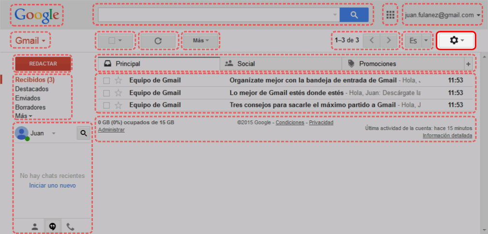 Gmail. Interfaz de usuario