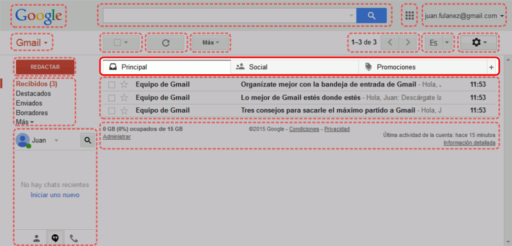 Gmail. Interfaz de usuario