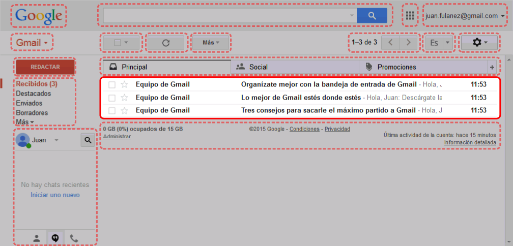 Gmail. Interfaz de usuario