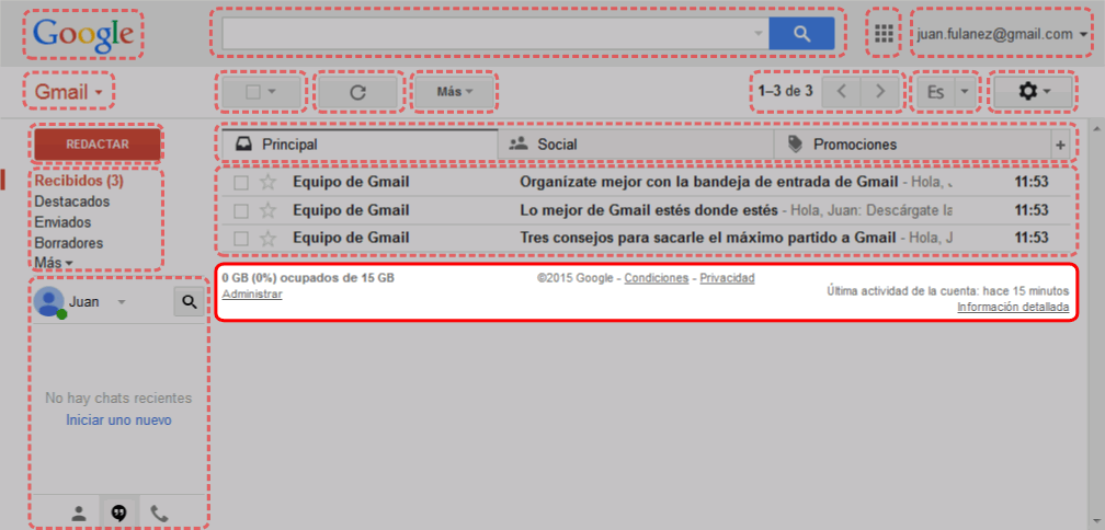Gmail. Interfaz de usuario