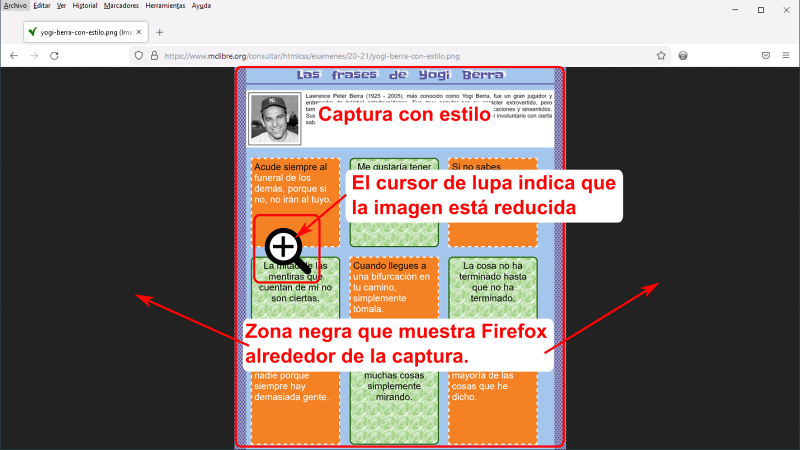 Captura de examen (con estilo) en Firefox