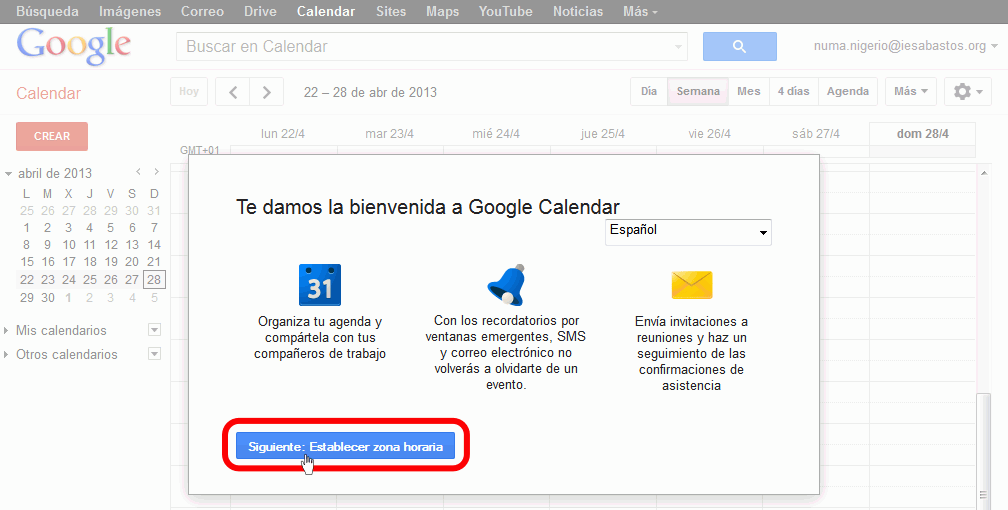 Entrar en Calendar e Interfaz. Calendar. Google Apps. Bartolomé Sintes