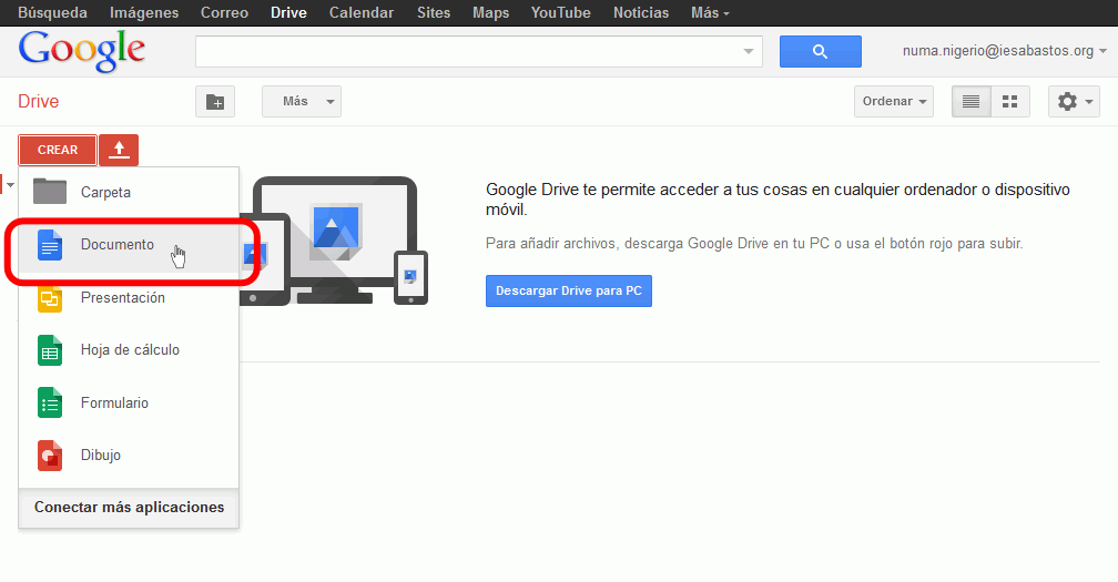 Drive. Crear un documento