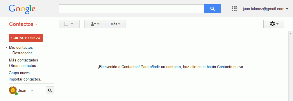 Gmail. Abrir página de contactos