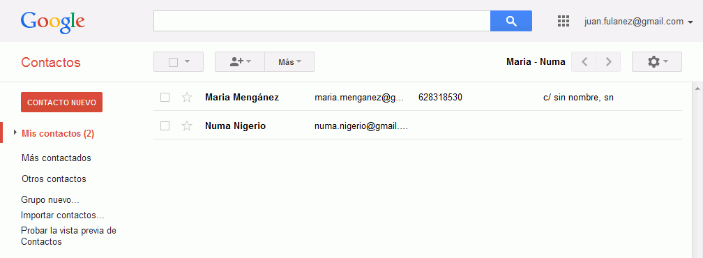 Gmail. Nueva interfaz de contactos