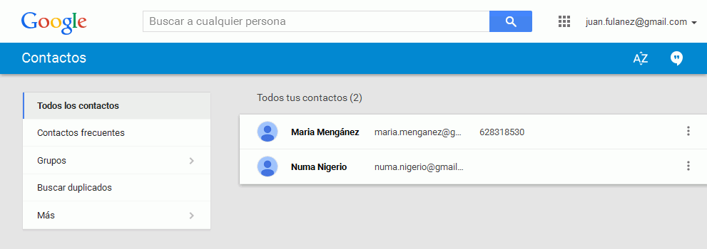 Gmail. Nueva interfaz de contactos