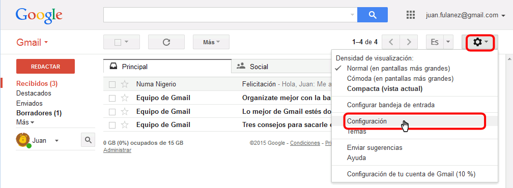 Gmail. Marcador de importancia