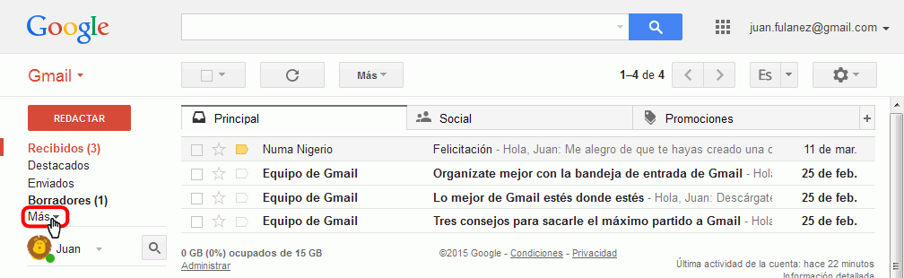 Gmail. Marcador de importancia