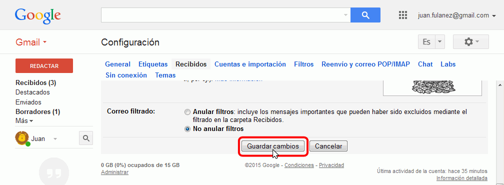 Gmail. Marcador de importancia