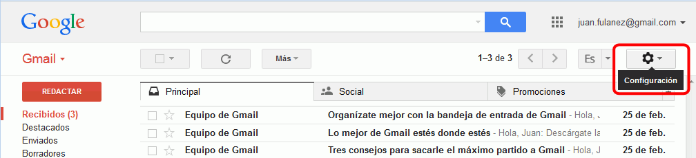 Gmail. Configuración