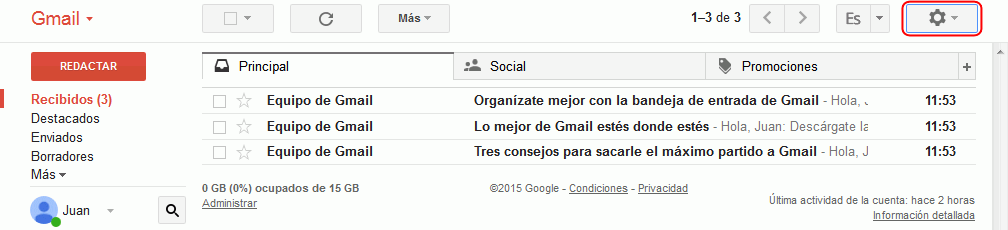 Gmail. Primera vez