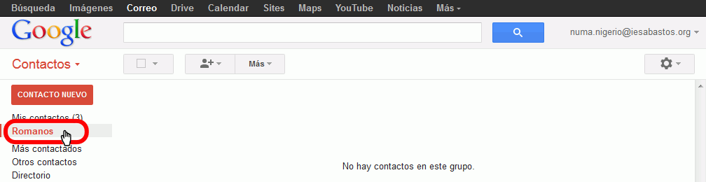 Gmail. Añadir contactos a un grupo de contactos