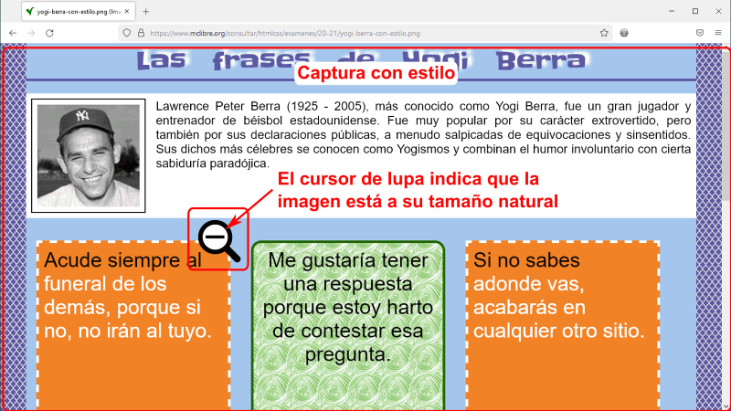 Captura de examen (con estilo) en Firefox