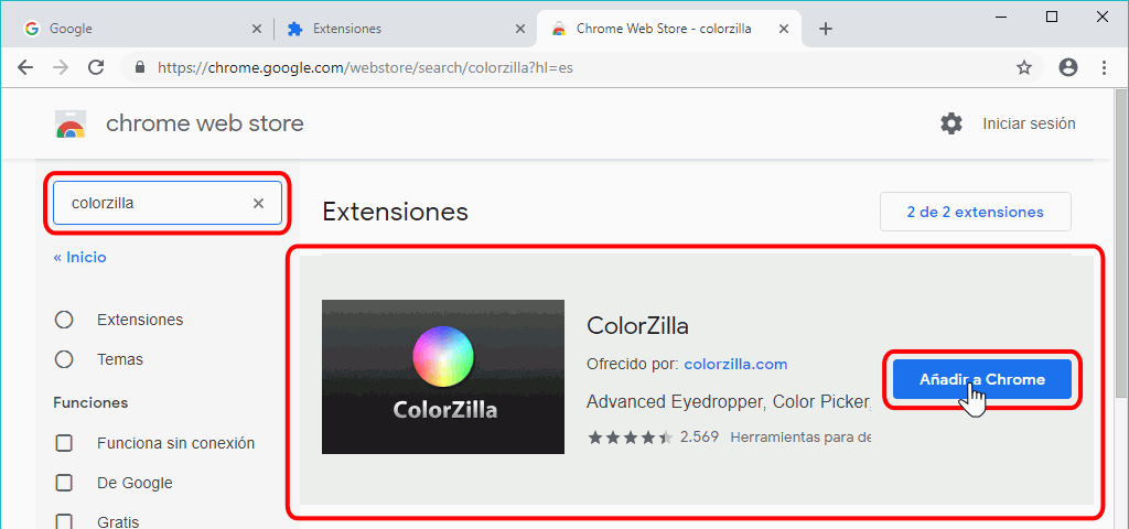 Chrome. Instalar extensiones