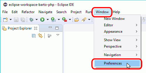 Eclipse PHP - Menú Window > Preferences