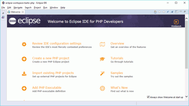 Eclipse PHP - Workbench (Haz clic para ver la imagen completa)