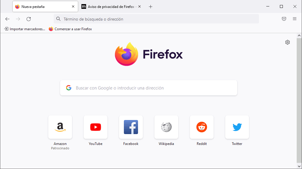 Firefox - Página de inicio
