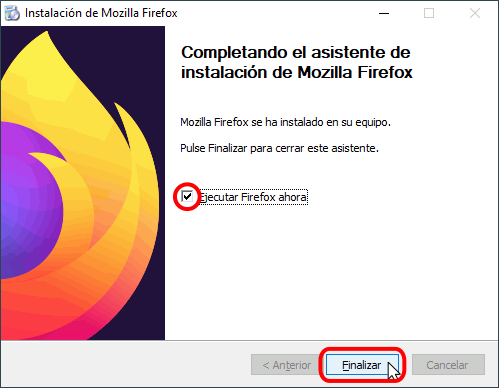 Firefox - Instalación - Instalación completa