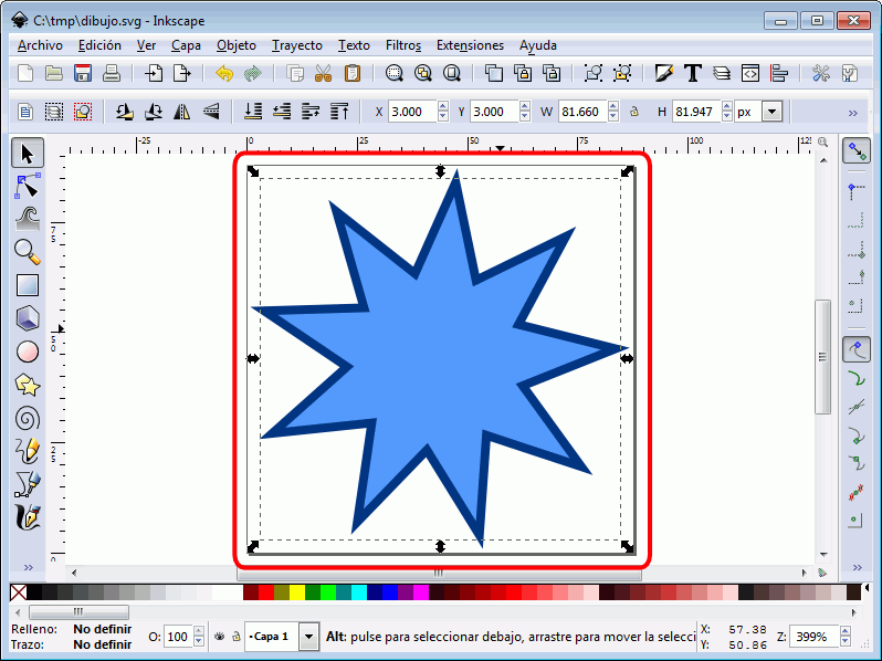 Inkscape. Ajustar tamaño de la imagen 1