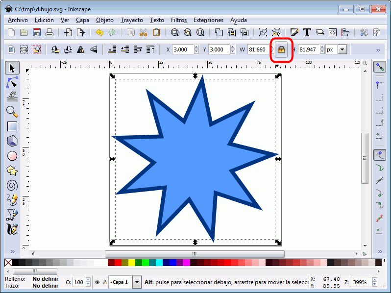 Inkscape. Ajustar tamaño de la imagen 2