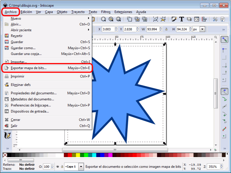 Inkscape. Exportar SVG en formato PNG 1