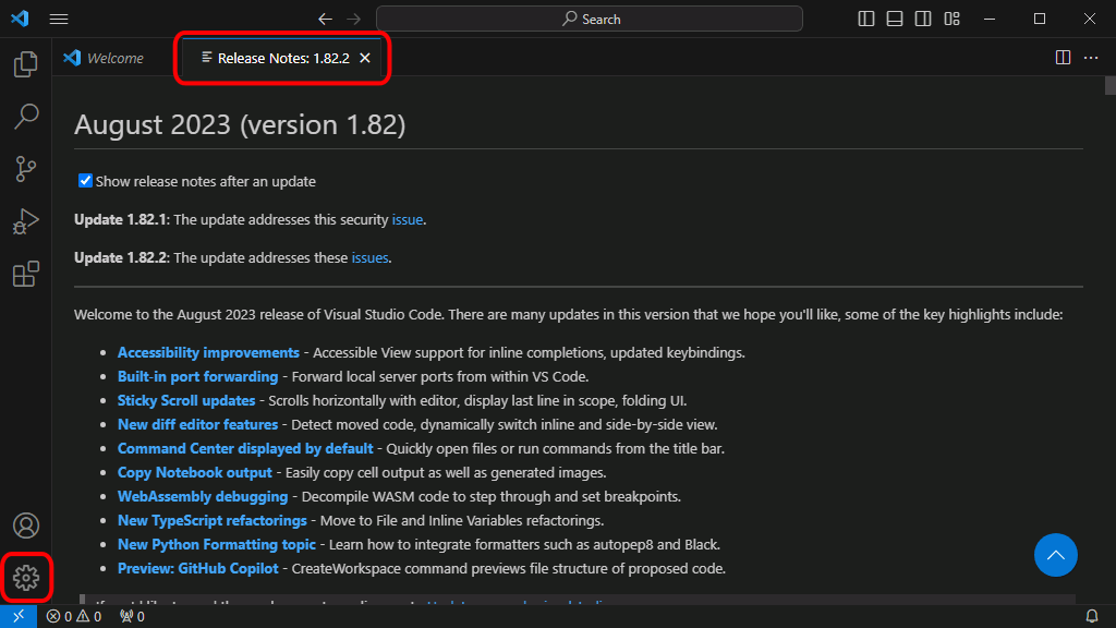Visual Studio Code - Actualización automática
