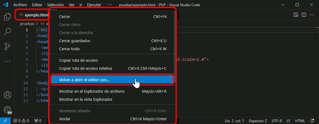 VSC. Editor hexadecimal