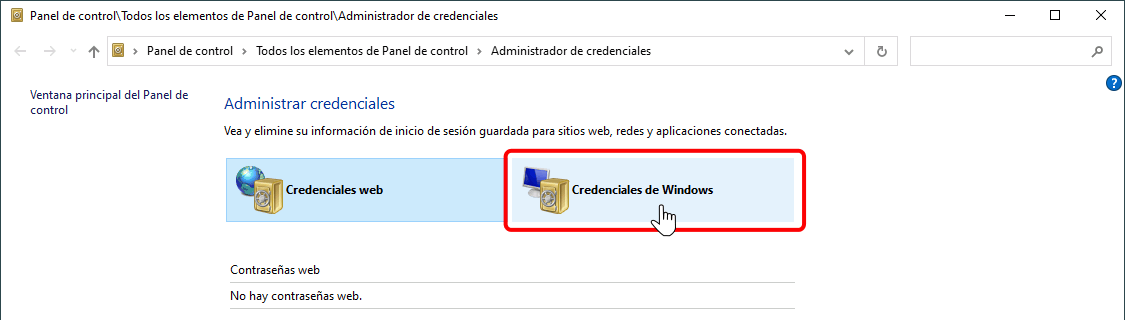 Borrar credencial de Windows