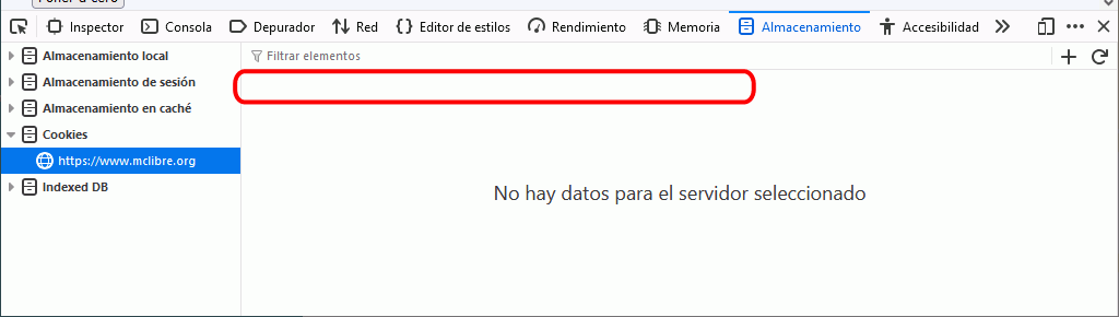 Borrar cookie en Firefox