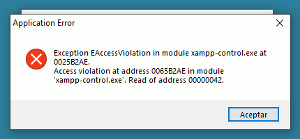Error de XAMPP - permisos de xampp-control.ini