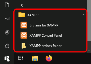Error de XAMPP - Menú de inicio de Windows