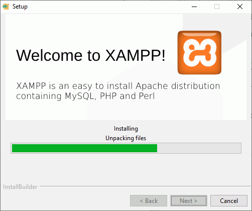 Instalación de XAMPP - Confirmar inicio de instalación