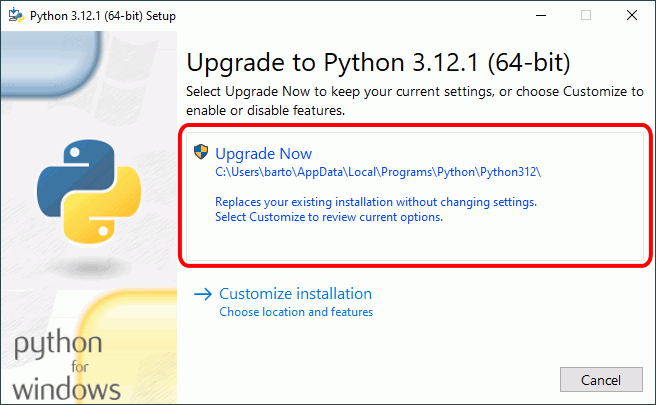 Actualización de Python