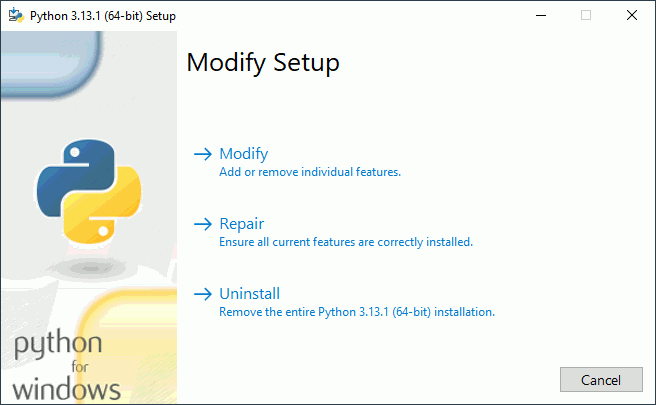 Modificación / Reparación de Python