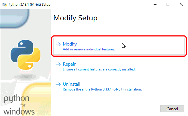 Modificación / Reparación de Python