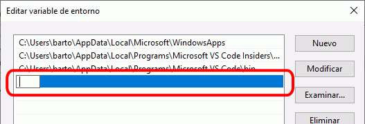 Windows. Añadir PATH