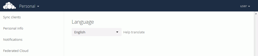 ownCloud. Configuración idioma