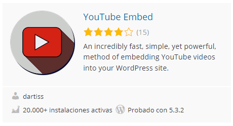 WordPress. Plugin YouTube Embed