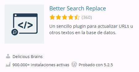 WordPress. Plugin Better Search and Replace