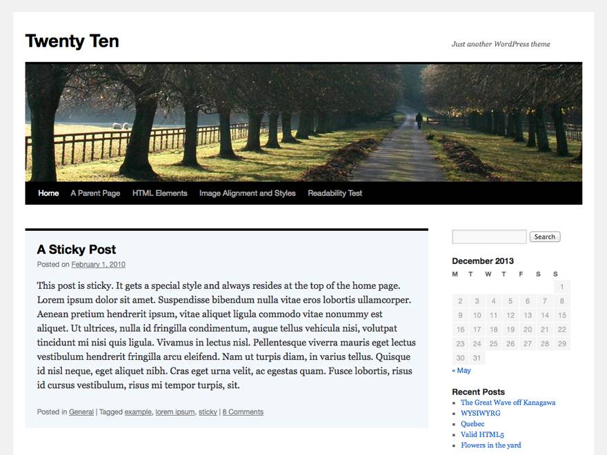 WordPress. Tema Twenty Ten