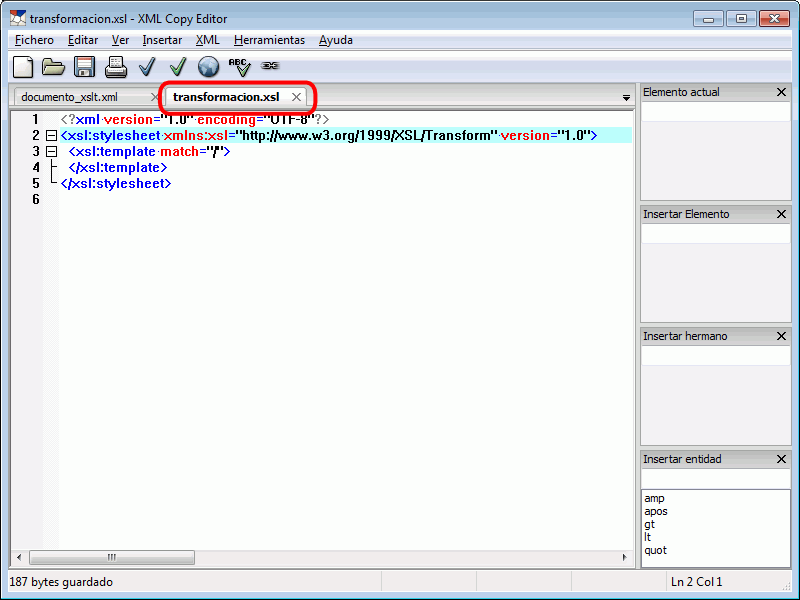 XML Copy Editor - Nueva hoja de estilo XSLT